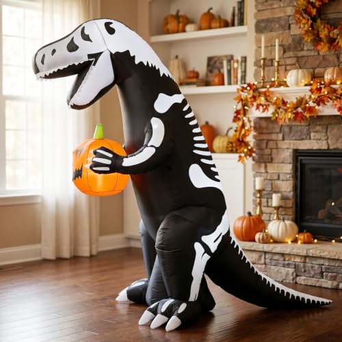 Halloween Dinosaur Pumpkin Inflatable Decoration - 6ft Horror Outdoor Decor - Dinosaur Pumpkin Variation