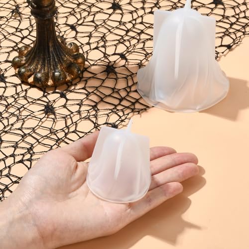 Halloween Ghost Candle Silicone Mold 2-Pack - Ghost Shaped Wax Soap Resin Crafts, Holiday Ghost Molds