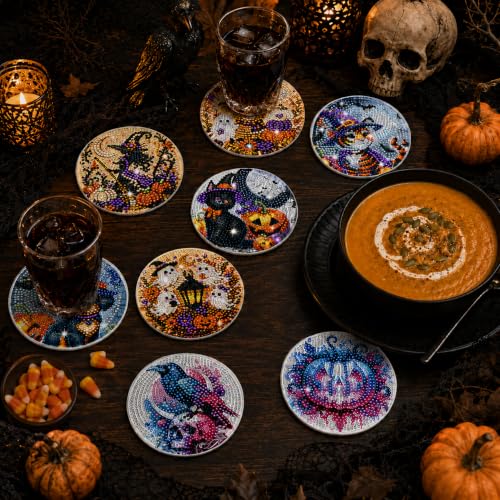 Gorgeous Halloween Diamond Art Coasters Kit - 10 pcs with Stand