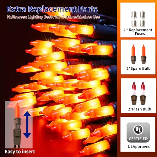 Orange Christmas Mini String Lights Brown Wire 300L Indoor Outdoor Decor Variation