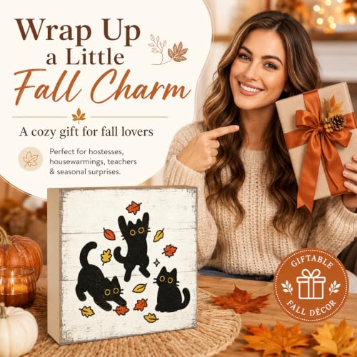 Fall Decorations for Home Black Cat Wood Sign - Rustic Fall Decor - FALL58