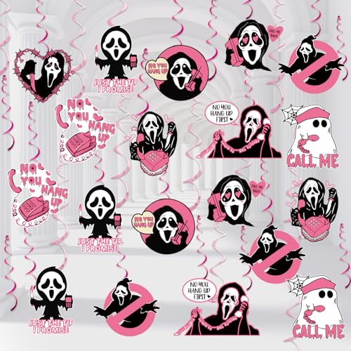 Pink Halloween Ghost Hanging Decorations Set for Party & Indoor Outdoor Decor