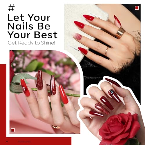 Gel Nail Polish Set Glitter Sparkle 6 Colors - Modelones A1 Classic Red Variation