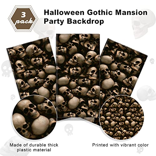 Halloween Graveyard Skeleton Theme Rectangular Tablecloth 8ft - Waterproof & Spooky Decor