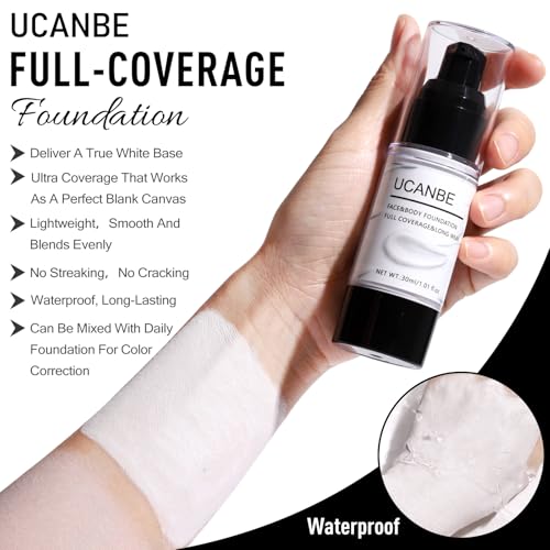UCANBE Purple Halloween Makeup Kit - 15-Color Eyeshadow, White Foundation & Lipstick