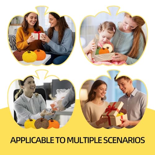 Mini Crochet Pumpkins Artificial 6 Pack Fall Decor Knit Pumpkins for Thanksgiving Halloween Autumn Home