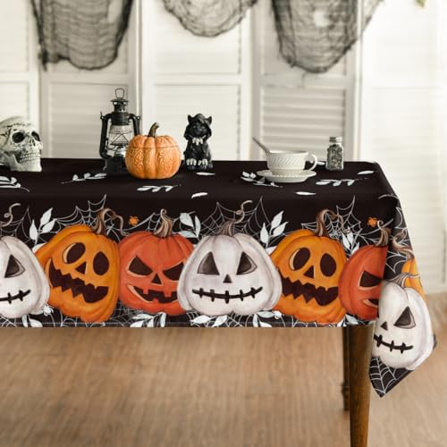 Halloween Tablecloth 60 x 140 Inch Rectangular Black and Orange