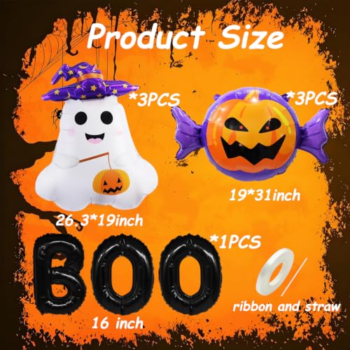 Halloween Balloons Set with Ghost Pumpkin Boo Decorations – 9 Pieces