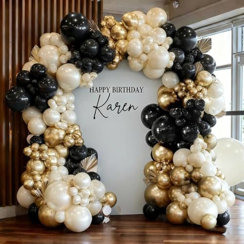 Black White Metallic Gold Double Stuffed Balloon Garland Kit for Celebrations Variation of THIS listing