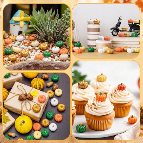 Mini Fall Pumpkins for Crafts and Decorations - 50 Pcs Rustic Resin Set
