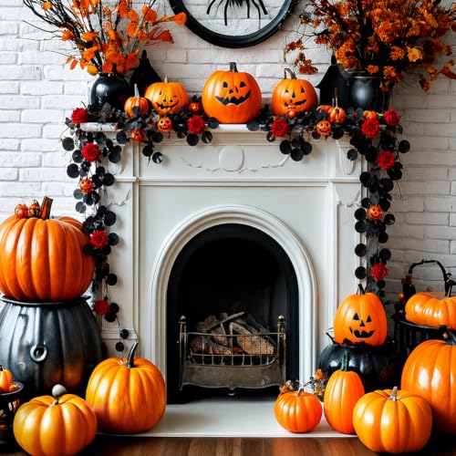 Artificial Black Rose Garland 5.6ft Faux Flower Vine for Halloween & Wedding Decor