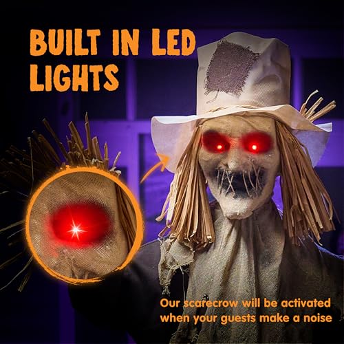 70-Inch Outdoor Animatronic Halloween Scarecrow Decoration with Motion Light and Sound