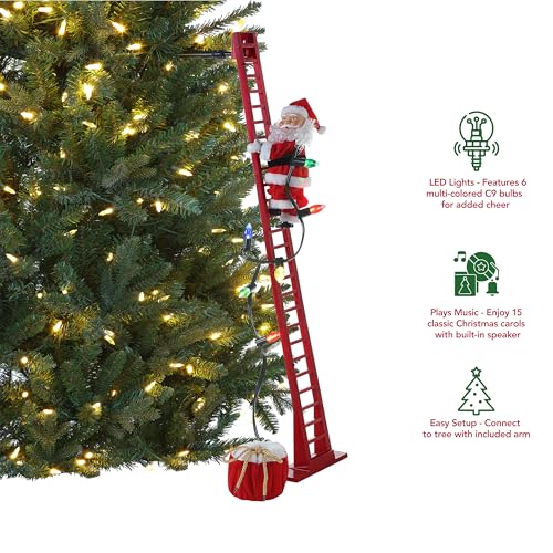 Animated Christmas Climber Decor - 42-Inch Plush Santa with LED Lights & Music
