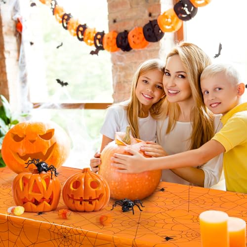 Halloween Spiderweb Plastic Tablecloth Set - Multi Color, 12 Pack, 54x108 Inches