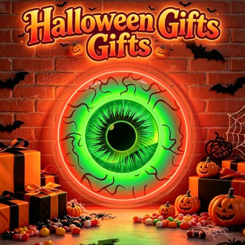 Eyeball Neon Sign Halloween Decorations Dimmable Wall Light - Red & Green Variation