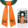 Halloween Wreath Sash Front Door Decor - Orange Embroidery, 56 Inch Variation
