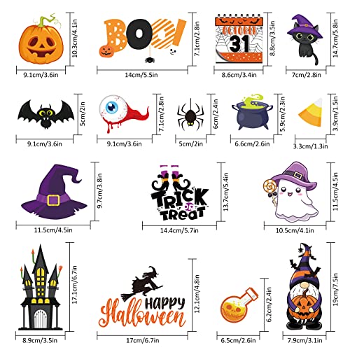 Halloween Refrigerator Magnets 16-Piece Set - Festive Gnome Ghost Pumpkin Decor