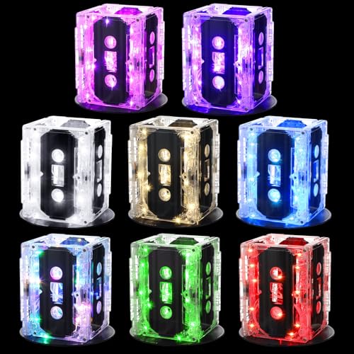 80s Party Decorations Cassette Tape Centerpieces with LED Lights Set