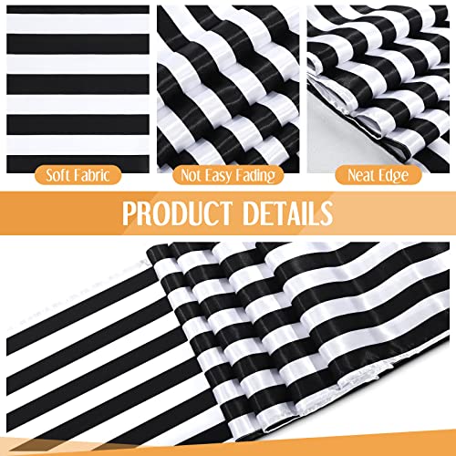 12 Pack Black and White Striped Table Runner - 12 x 108 Inches - Polyester