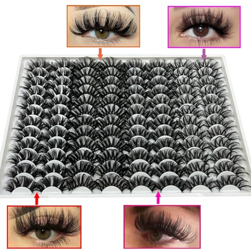 25mm Mink False Eyelashes Pack 48 Pairs - Dramatic Full Volume, Wispy & Curly Styles