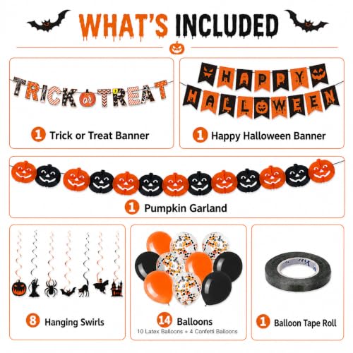 Halloween Party Decorations Set with Banner Balloons & Ghost Lanterns