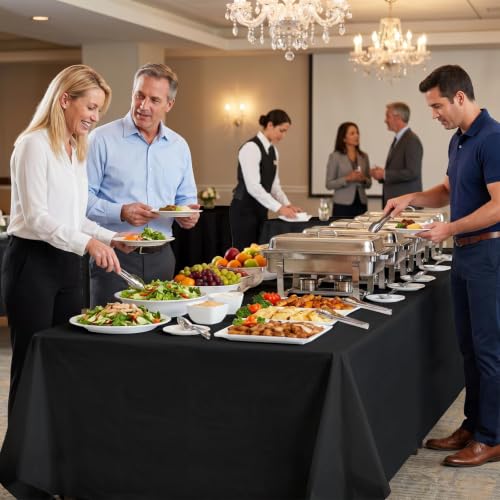 Black Plastic Table Cloth Roll - 70 in x 310 ft Extra Wide Disposable Cover with Variation Black/3720" x 70"