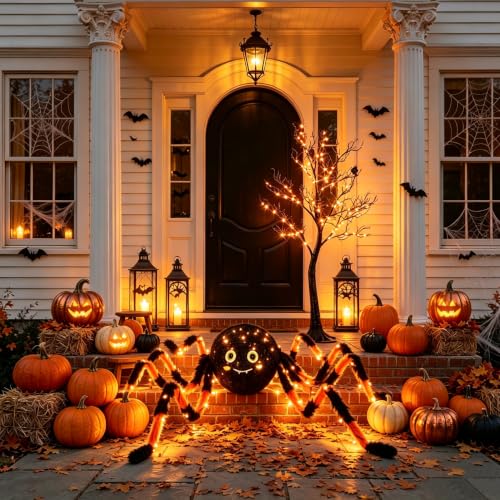 Halloween Spider with Lights 54 Inch Yard & Porch Decoration