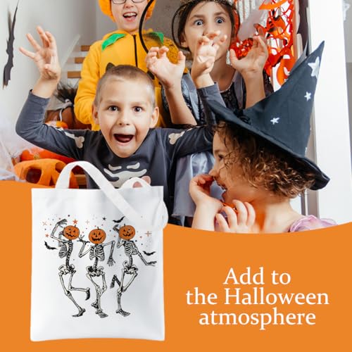 Halloween Tote Bag Threeskeleton Ghost Canvas Reusable Candy Bag - Kids Gift