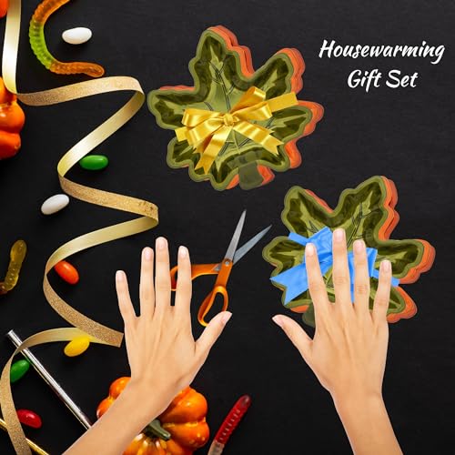 Autumn Leaf-Shaped Metallic Plastic Serving Dishes - Set of 3, Fall Decor & Party Supplies