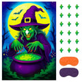 Halloween Party Pin the Witch Game Set with Poster & Stickers