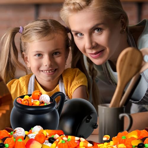 12 Pcs 15 oz Black Cauldron Mug Set - Plastic Halloween Drink Cups