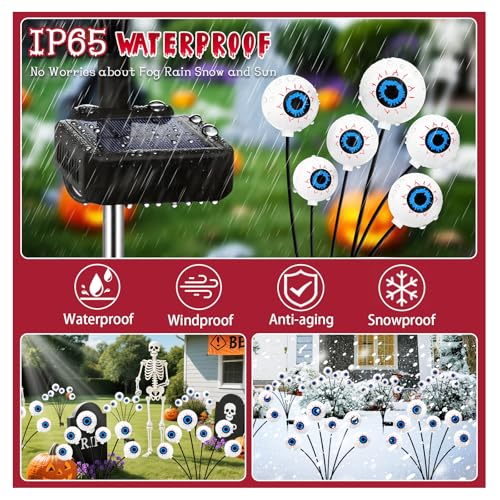 Red Solar Eyeball Halloween Lights - 8 Pack Swaying Outdoor Decoration