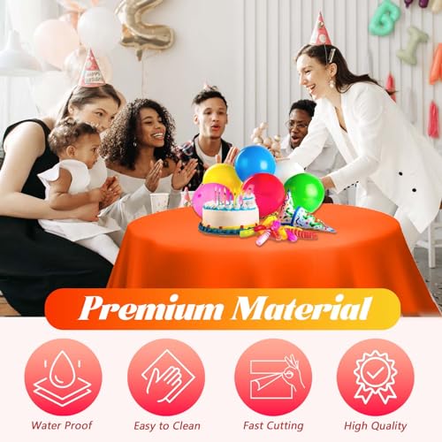 Disposable Plastic Table Cover Roll 54x1440 Inches with Cutter - Orange, Party & Picnic Use