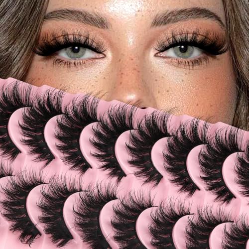 Fluffy Cat Eye False Eyelashes - 5D Volume Faux Mink Lashes D18 - Handmade