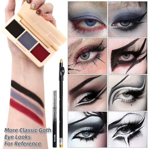 Goth SFX Makeup Kit - Complete Halloween Goth Makeup Set with White Foundation & Dark Eyeshadow - Variation: Goth SFX Makeup Kit