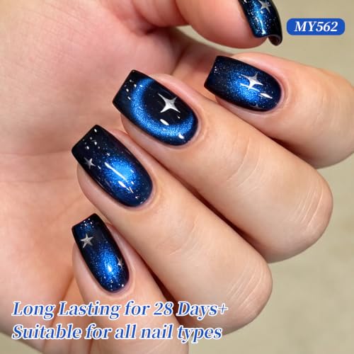 Born Pretty Deep Mystic Blue Cat Magnetic Eye Gel Polish - Moon Phase Variation