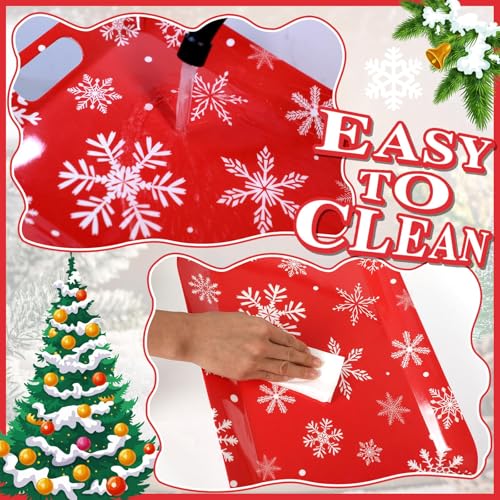 Snowflake Winter Serving Trays Set of 2 - Large Rectangular Melamine Platters with Handles for Holiday Food & Dessert