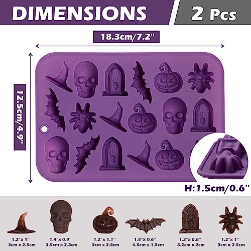 Halloween Silicone Candy & Chocolate Molds 3D Skull Pumpkin Bat 18-Cavity - Webake Halloween