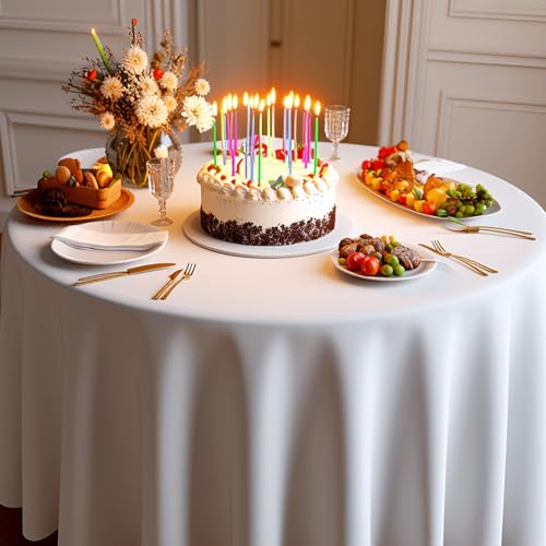 12 Pack Premium White Plastic Round Tablecloths 120 Inch Disposable Party Cover - Variation: White-120in / 12pc