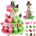 Princess and Witch Cupcake Stand with Toppers - 3 Tier Birthday Dessert Display