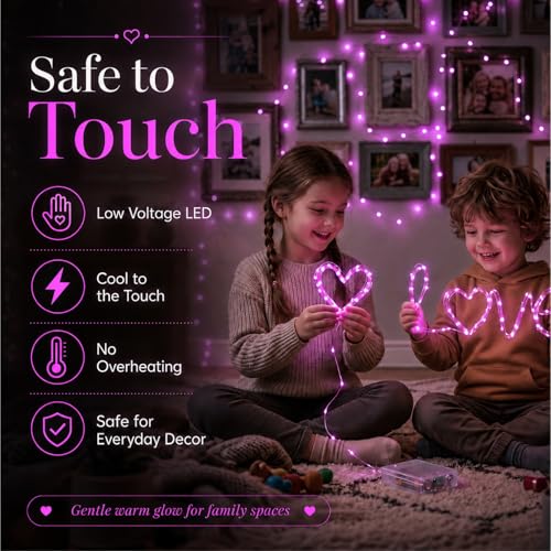 Purple 16ft Battery-Operated Fairy Lights with 8 Modes & Timer - 50 Micro LEDs