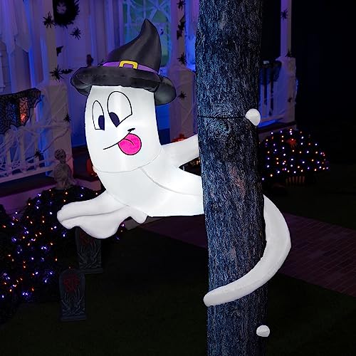 Halloween Inflatable Ghost Decor for Outdoor Yard with LED Lights - 5 ft Tall Twining Tree Ghost