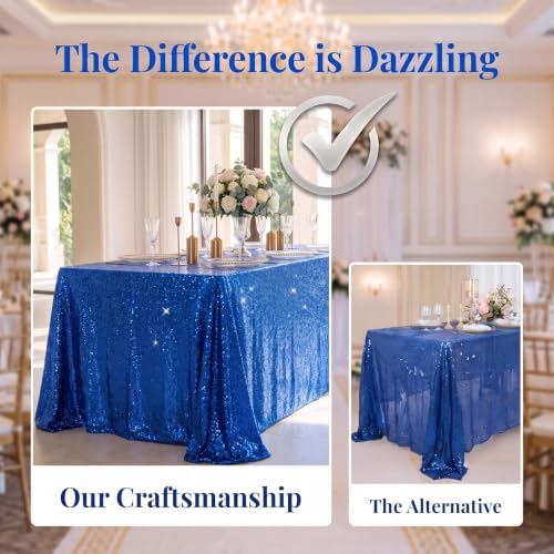 Partisout 90x132 Inch Royal Blue Sequin Tablecloth - Glitter Party Cover Variation of THIS Listing