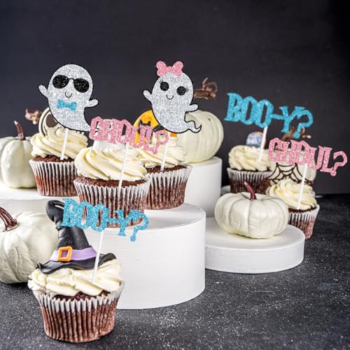 Halloween Ghost Cupcake Toppers - 24 Pack Spooky Party Decorations