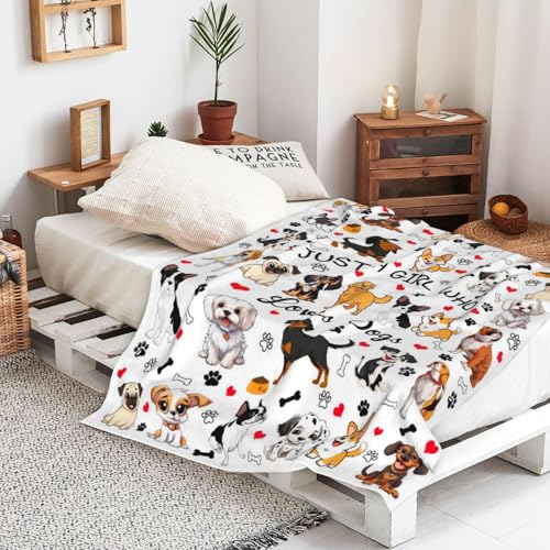 Dog Throw Blanket for Dog Lovers Women Adults 80x60 Big Plush Puppy Gifts