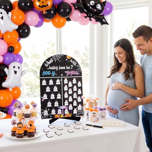 Halloween Ghost Gender Reveal Voting Board Set - AceOrbit 63 Pcs Party Decorations