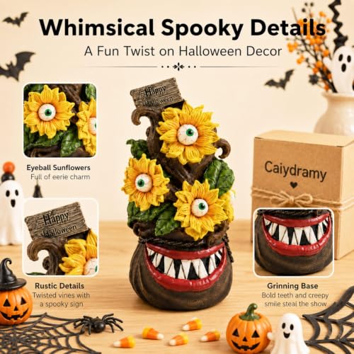Halloween Creepy Sunflower Figurine - Horror Home Decor for Halloween
