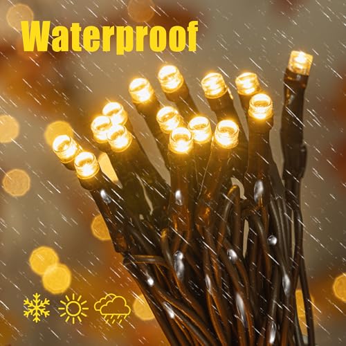 Yellow 66ft Maple Leaves Fall String Lights - 200 LED Autumn Decor for Indoor & Outdoor Halloween Thanksgiving