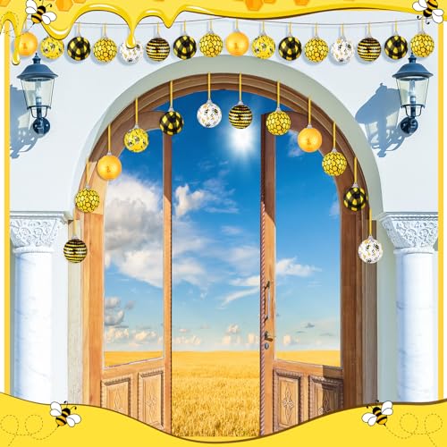 Vivid Bee Ornament Set - 24 Hanging Decorations for Tree, Party, Holiday