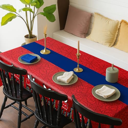 Spider Birthday Tablecloth Set - 4 Pack 54x108 Inches Superhero Party Supplies Variation of Spider